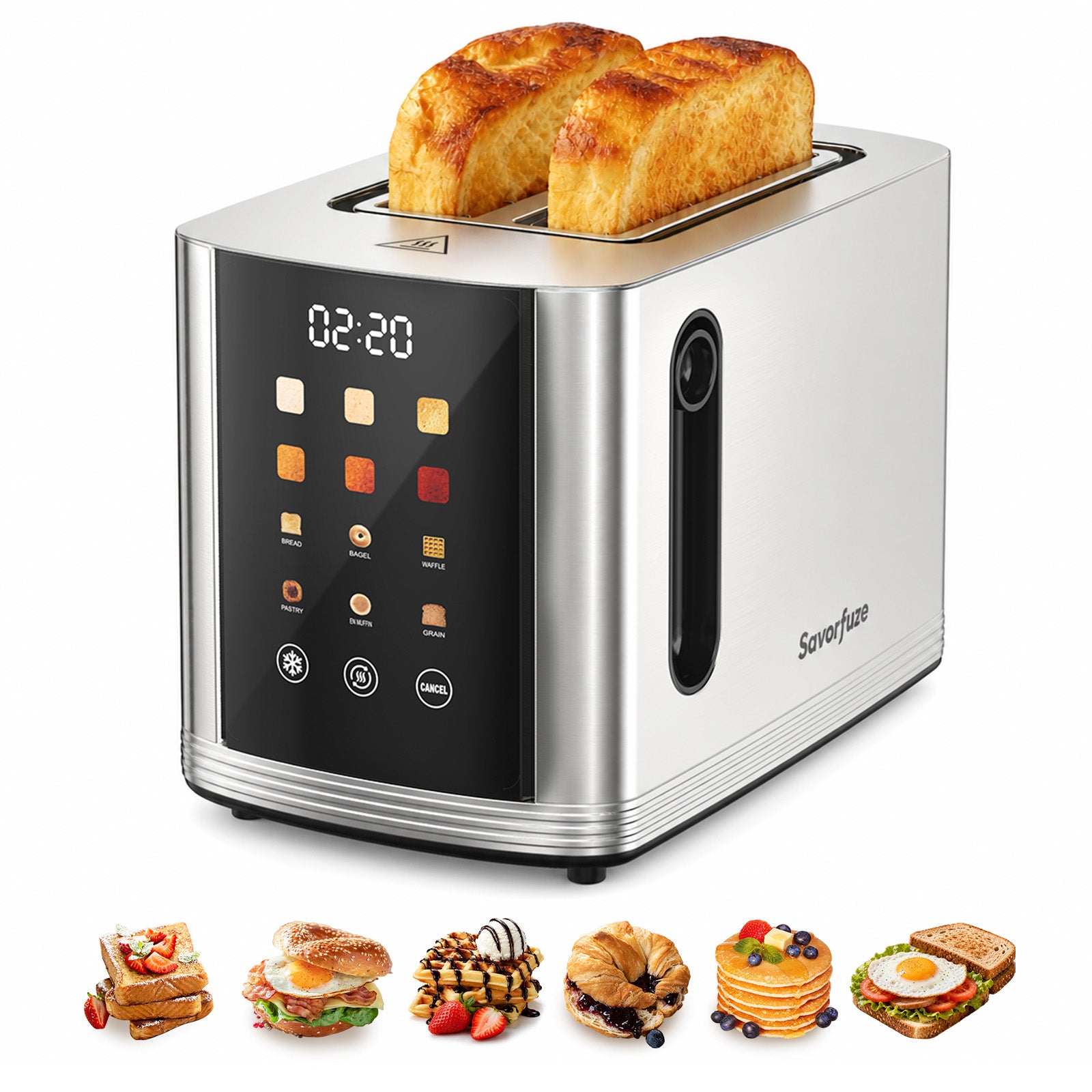 Savorfuze Smart 2 Slice Toaster Stainless Steel Toaster with Touchscreen