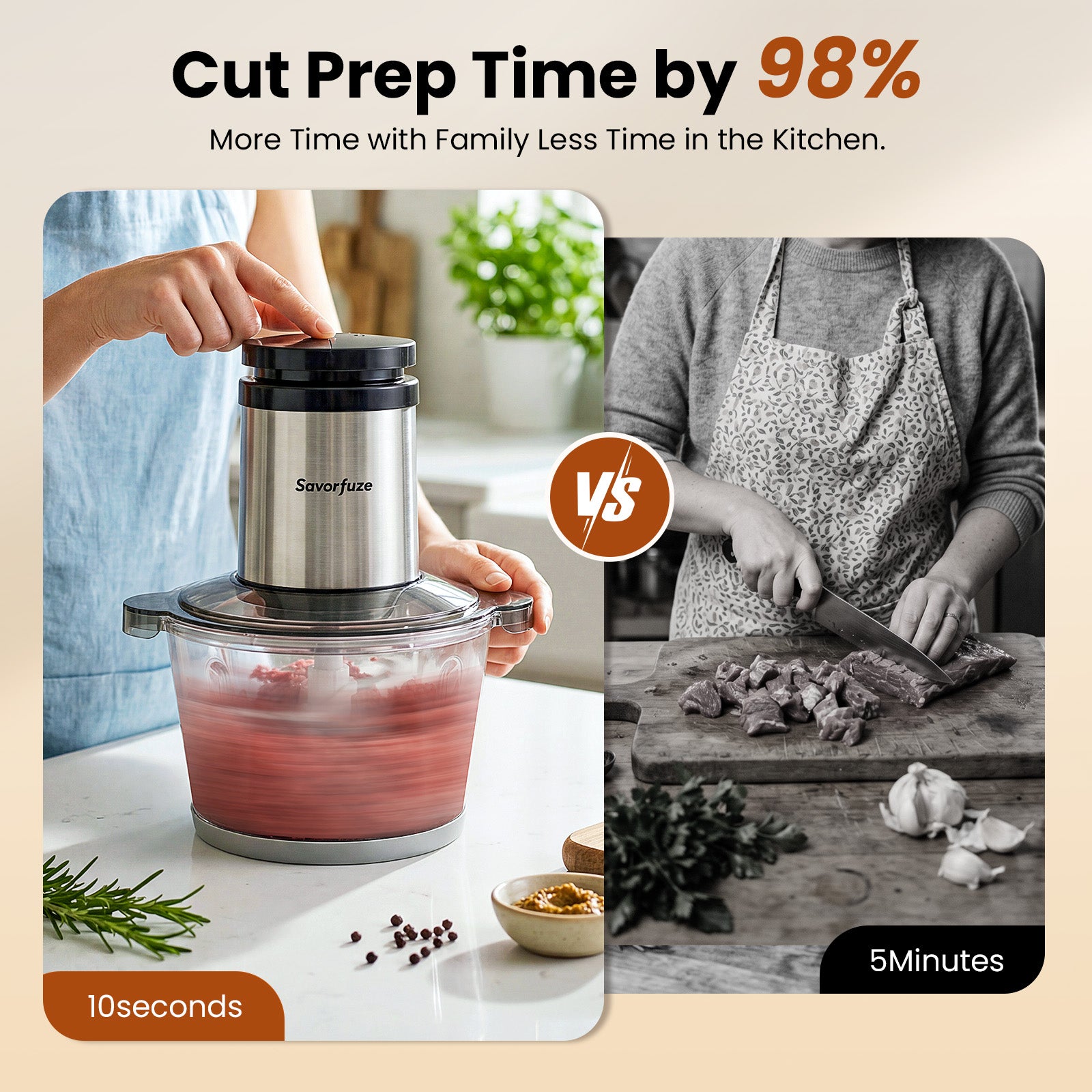 Food Processor with Dual Bowls, 2-Speed Food Chopper & Meat Grinder