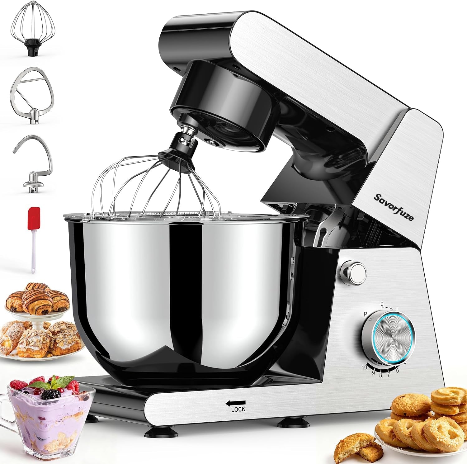 Savorfuze Stand Mixer,3.2Qt Small Electric Food Mixer,6 Speeds Portable Lightweight Kitchen Mixer for Daily Use