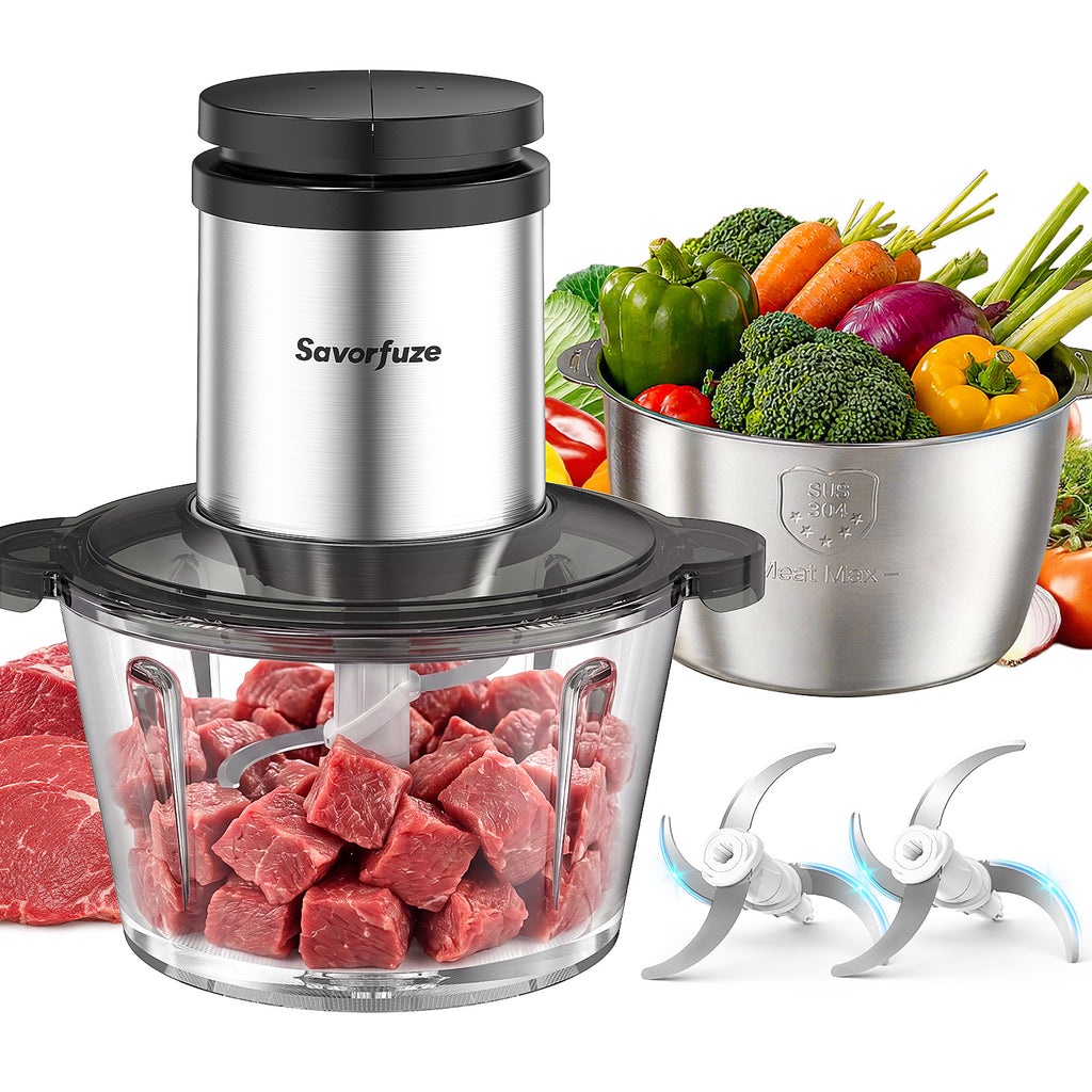 Food Processor with Dual Bowls, 2-Speed Food Chopper & Meat Grinder